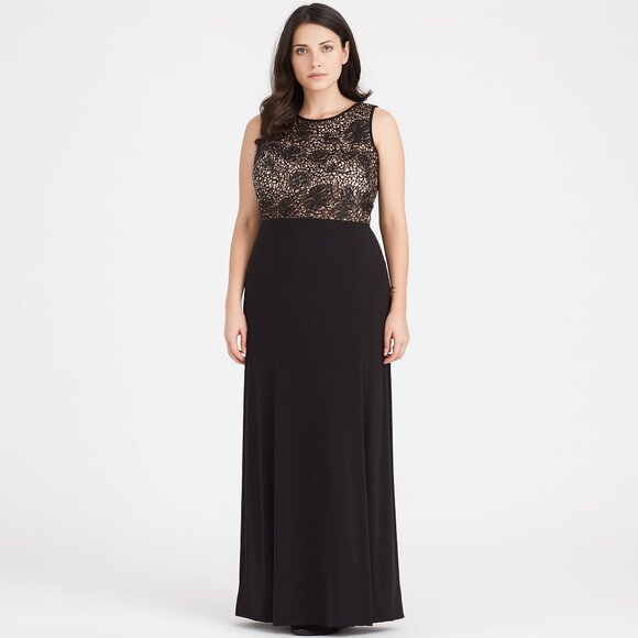 R&M Richards NWT Black Lace & Sequin Formal Gown | Size 14 | Elegant Evening Dre - Picture 1 of 10